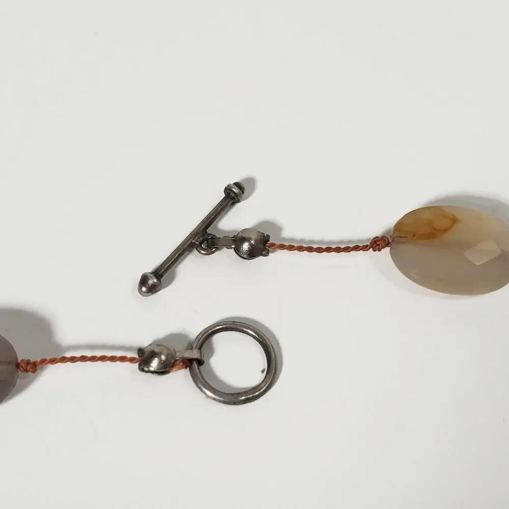 Agate Freshwater Pearl Carnelian Turquoise Bead Sterling Silver Toggle Necklace